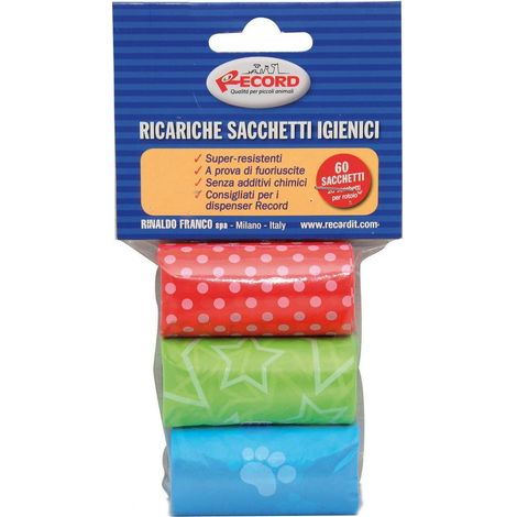 Recharges de sacs hygiéniques pour chiens 3 rouleaux de 20 sacs (1/2)