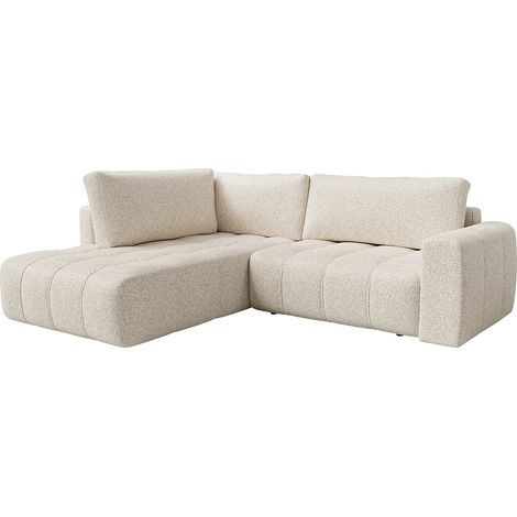 Divano angolare sinistro in tessuto mélange beige LORIONA