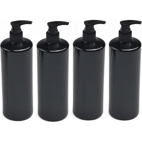 Lot de 4 flacons à pompe vides rechargeables en PET de 500 ml pour shampooing, après-shampooing, gel douche, savon, cuisine, salle de bain, voyage (1/5)