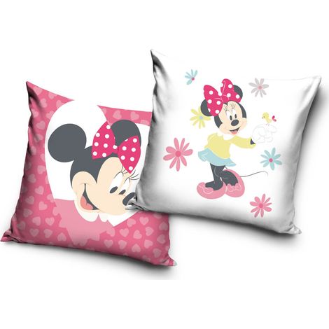Taie d'oreiller velours 40x40 coeurs Minnie