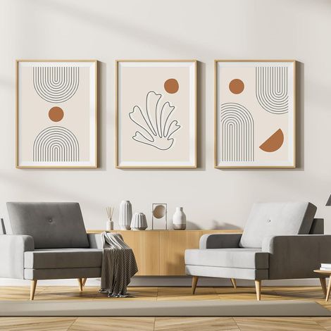 LYBOHO Leinwand Bilder Moderne Abstrakt Kunstposter Wohnzimmer Boho Set 3PCS (1/5)