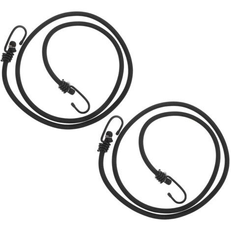 2 Pièces Corde de tente élastique sangles de bâche attaches de goudron corde élastique avec crochet Black (1/5)
