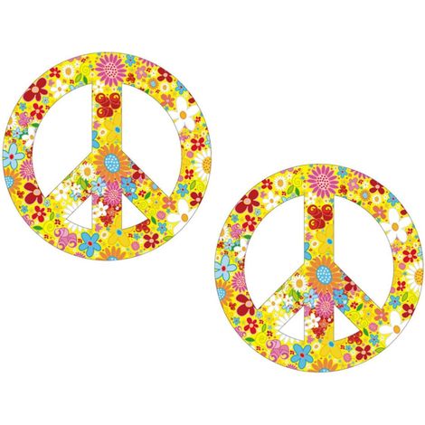 Autocollants Autocollants de Symbole de Paix Floral pour Décoration de Laptop, 2pcs en Pvc Auto-adhésif pour DIY et Embellissement (1/5)