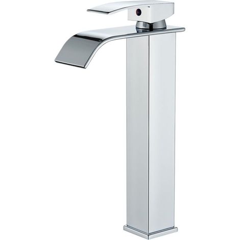 Bathroom Faucet, Waterfall Jet, Mixer Tap for Hot and Cold Water, Chrome Finish.