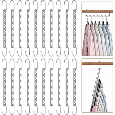 Juego de 20 perchas mágicas que ahorran espacio, perchas de metal para armarios, organizador de armarios, perchas que ahorran espacio (1/5)