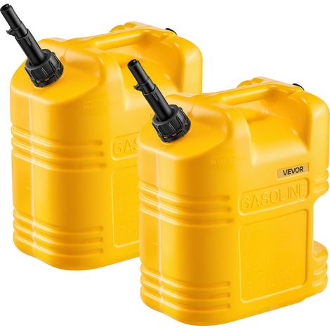 VEVOR Bidón de Gasolina 19 L, Tanque de Combustible de HDPE y PP, con Pico y Escala, Caudal Máximo de 15 L/min, a Prueba de Fugas, para la Mayoría de Autos, Motocicletas, ATV, UTV, Amarillo, 2 Piezas (1/5)