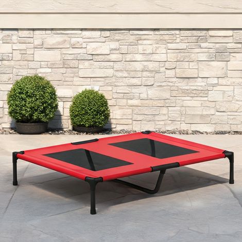 Lit surélevé pour chien 92 x 76 x 18 cm Oxford rouge (1/5)