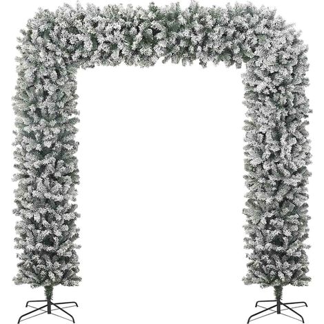 Arche de sapin de Noël à flocons de neige en PVC et acier 2400 pointes blanc et vert 215 x 240 cm (1/5)