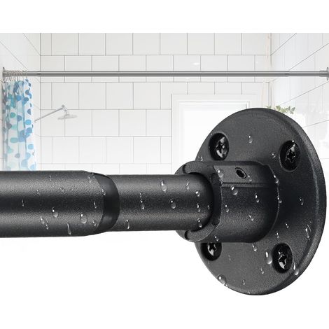 Barre à rideau 70-230cm, Barre de Tension Extensible Barre de Rideau de Douche Noir Mat pour Salle de Bain, Fenêtre, Penderie (1/5)