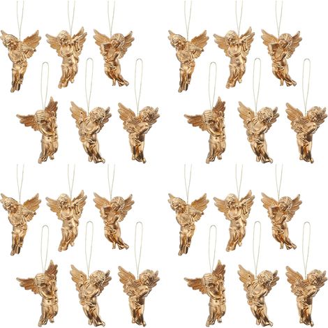 Angel De Noël - Figurine Ange Miniature Pour Arbre De Noël - Décoration Suspendue De Fête - Lot De 6 (1/5)