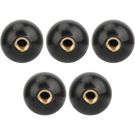 Pomello a sfera filettato, 5 pezzi M10x35 sfera joystick rotonda in bachelite nera con pomello a leva per funzionamento macchina, maniglie di ricambio -Crezuo