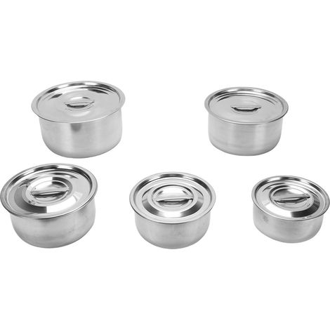 Ensemble de casseroles en acier inoxydable, multifonctionnel, au look minimaliste et élégant pour la cuisine maison. (1/5)