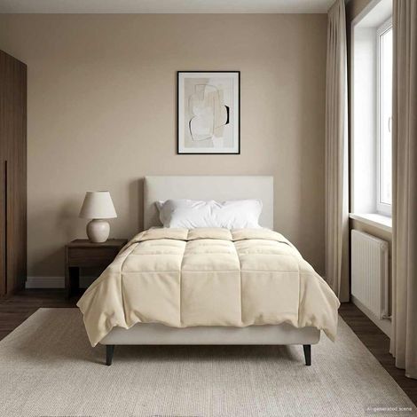 Winterbettdecke Gepolstert Creme 135 x 220 cm Mikrofaser