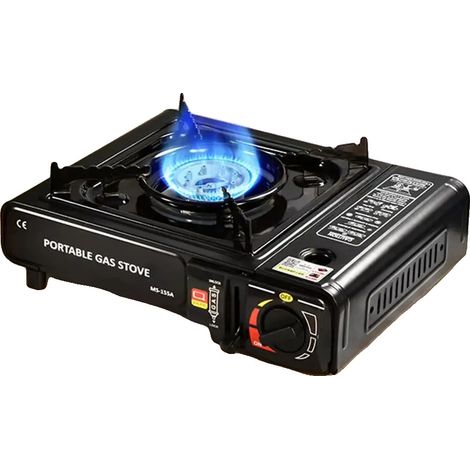 Cocina de gas, diseño portátil, control eficiente de la llama, color negro. (1/2)