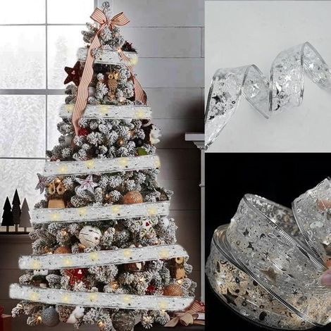 Guirlandes LED Noël 10 m 100L, guirlande lumineuse à piles pour sapin, intérieur maison, déco festive hivernale (Argent) (1/5)