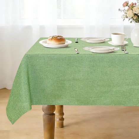 Nappe lavable aspect lin 110x110 cm Vert, hydrofuge
