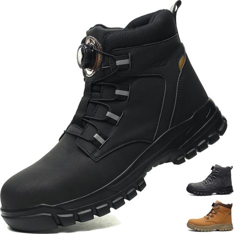 Chaussures de Sécurité Hommes Femmes Imperméable Montante Basket de Securite Embout Acier, Légère, Confortable, Antidérapant Bottines de Travail, Idéales pour Chantier Industrie (1/5)