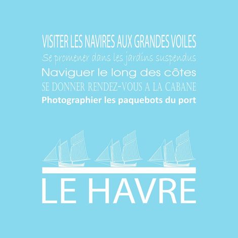 Tableau sur toile le Havre bleu clair 30x30 cm - Impression sur Toile Murale Décorative - Image imprimée en HD sur Toile - Toile sur Châssis en Bois FSC - Fabriqué en France (1/4)