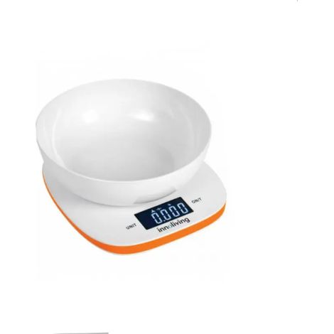 Bilancia digital de cocina con ciotola 5 kg y display LCD retroiluminado naranja