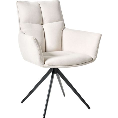 Dining Chair Swivel CORBIE Fabric Off-White