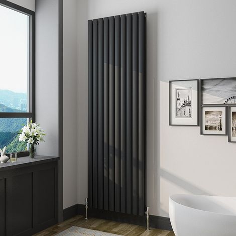 Biubiubath Black Oval Column Radiator Central Heating Vertical Double Desinger 1800x590mm (1/5)