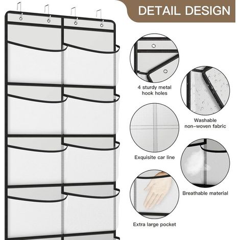 Sac de Rangement Suspendu, Étagères Suspendues avec 10 Grandes Poches et 4 Crochets, Rangement a Suspendre Pliable, pour Chambre d'enfant, Salle de Bain, Cuisine, Chambre (125 X 55cm) (1/4)