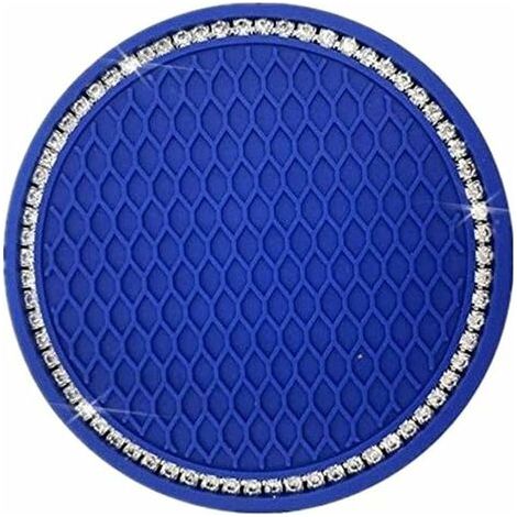 Sous-verre de voiture 4 pièces, sous-verre de voiture en cristal antidérapant en silicone de 2,75 pouces, accessoires d'intérieur de voiture, tapis de sous-verre GM (bleu marine) (1/5)