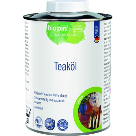 Biopin Naturfarben Teaköl 500 ml farblos Holzschutzmittel