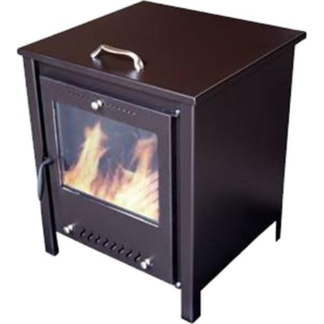 ESTUFA LEÑA ACERO ECO ALCARRIA TAPA CALIENTAPLATO 13 KW 120Ø (1/2)