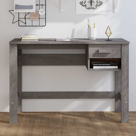 vidaXL Escritorio HAMAR madera maciza de pino gris claro 110x40x75 cm (1/5)