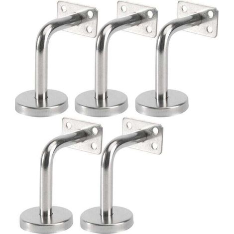 Lot de 5 Support Main Courante Inox - Murale Supports de Main Courante pour Escalier Exterieur Intérieur, Rampe Escalier Bois, Rail D'escalier (6x8x5cm/2.7x3.1x2.0in) (1/5)