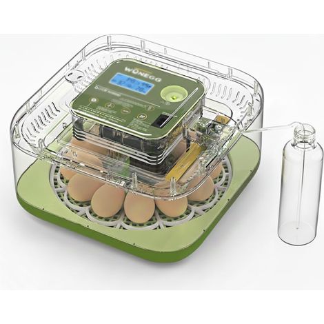 Couveuse Automatique 12 Œufs de Poule ou 35+ de Caille/Oiseau, Incubateur avec Contrôle d'Humidité, Retournement Automatique et Mire-Œufs - Bouteille Incluse, Ultra-Précis. Idéal Débutant ou Confirmé