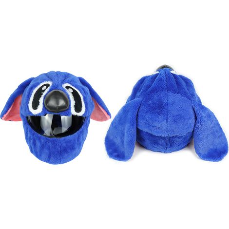 Housse de casque de moto style dessin animé, coupe-vent, douce, en coton PP élastique, mignonne, pour la conduite en extérieur, bleue (1/5)