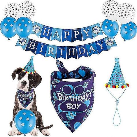 Articles de fête d'anniversaire pour chien, bandana d'anniversaire pour chien, guirlande de jouets, chapeau pour garçon, Sca (1/5)