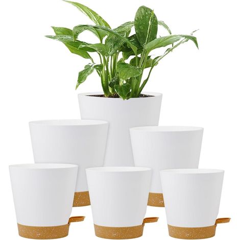 Homeuouz 6er Pack Blumentopf Selbstbewässernd Set 20.3-12.7cm (1/5)