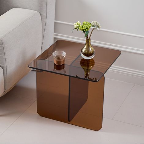 Couchtisch aus gehärtetem Glas, braun, 45 x 45 x 51 cm HAVRYA (1/5)