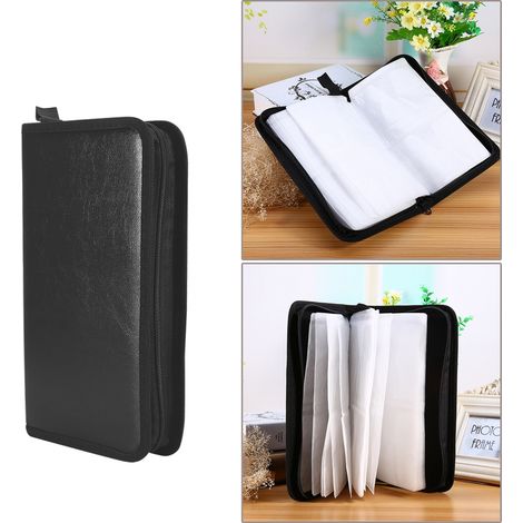 Étui de rangement pour 80 CD/DVD en simili cuir - Portefeuille album organisateur (1/5)