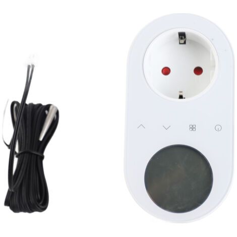 Prise de sortie de thermostat numérique, prise 16A, contrôleur de température 5+1+1, six périodes et mode de refroidissement de chauffage avec bouton tactile, écran LCD pour radiateur soufflant (1/5)
