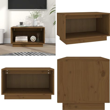 Meuble TV Marron miel 60x35x35 cm Bois de pin massif - Meubles Tv - Meuble Tv - Armoire Tv - Télévision Bois - Design Scandinave - Home & Living (1/5)