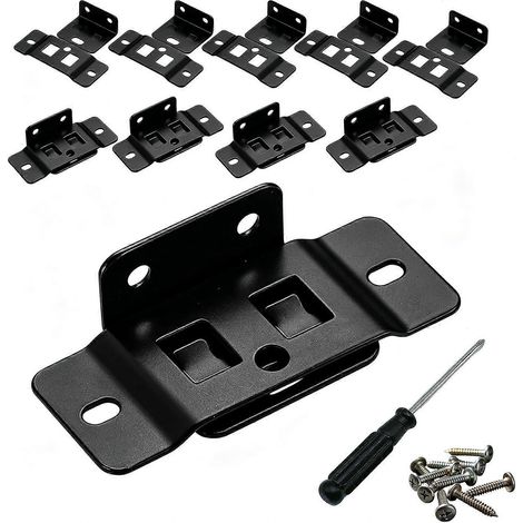 Lot de 10 équerres de fixation rapide pour meubles - Équerres de fixation en L avec vis équerre d'angle robuste noir (1/5)