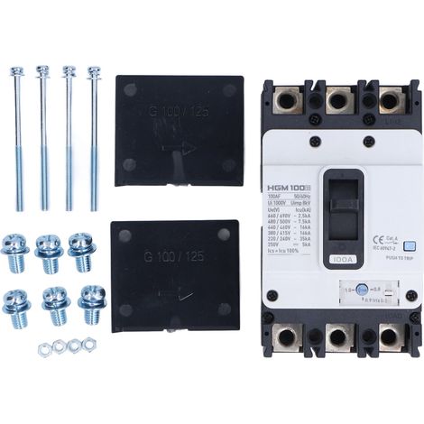 Disjoncteur 3P BMC 100A HGM 100E en plastique thermodurcissable et cuivre, protection des circuits électriques (1/5)