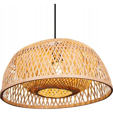 Lampada da soffitto sospesa in bambù BOHO Rattan Wood Loft (1/3)