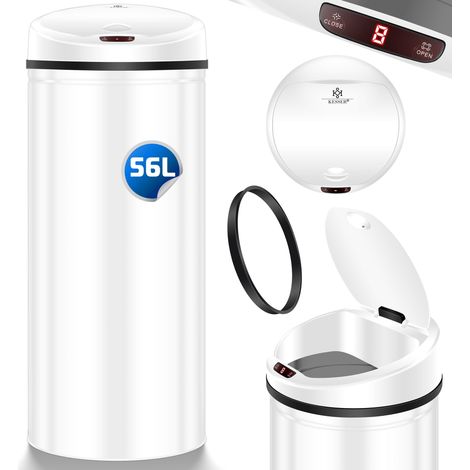 KESSER® Automatik Sensor Mülleimer Abfalleimer Abfall EDELSTAHL Papierkorb   56 Liter Weiß