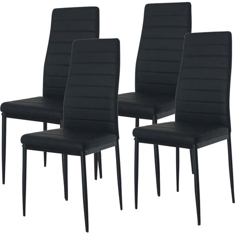 Hobag – Lot de 4 chaises de salle à manger – Noir – PU – Dimensions L48 x W40 x H99 – Hauteur d'assise 46,6 cm (1/2)