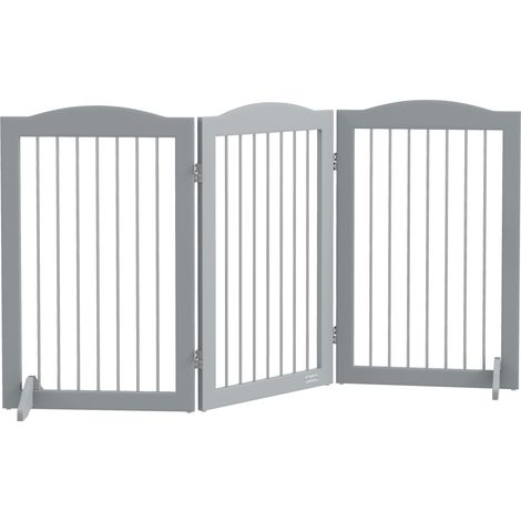 Faltbares Sicherheitsgitter, Hundeschutzgitter mit drei Elementen und zwei Stützbeinen, 154 x 30 x 80 cm, grau