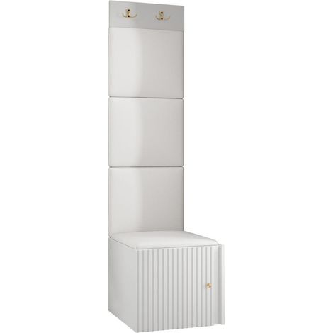 Meuble d'entrée Hartford 386, Blanc, 186x42x46cm, Faux cuir, MDF, Stratifié, À poser, Murale