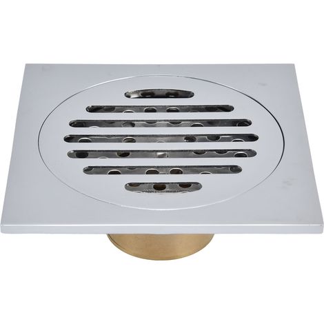 Grille de sol carrée pour salle de bain et balcon, siphon antimauvaise odeur à ressort en cuivre, modèle 9028, auto-obturant (1/5)