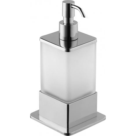 Distributeur de savon liquide en verre pose libre PLAZA 8x8x16,5 cm (1/5)