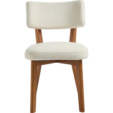 Juego de 2 sillas de comedor estilo mid-century tapizadas beige con patas de madera HOMVRA (1/5)