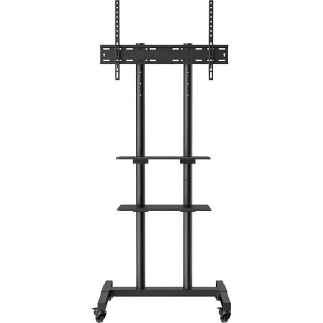 Support TV Mobile avec Roulettes pour Écrans 32-70", Hauteur Réglable, Plateau Double pour Équipements, Idéal Chambre et Salon (1/5)